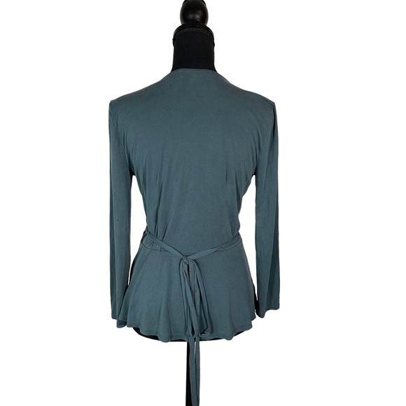Loft Women's Teal Modal Blend V-Neck Long Sleeves Comfort True Wrap Top Size SP - Picture 2 of 7